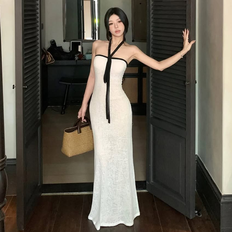 Slim Fishtail Tube Dress with Streamer Detail