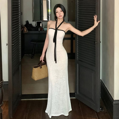 Slim Fishtail Tube Dress with Streamer Detail