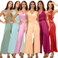 Jumpsuits Halter Floor-Length Chiffon Bridesmaid Dress