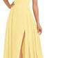 A-line Square Floor-Length Chiffon Bridesmaid Dress With Bow
