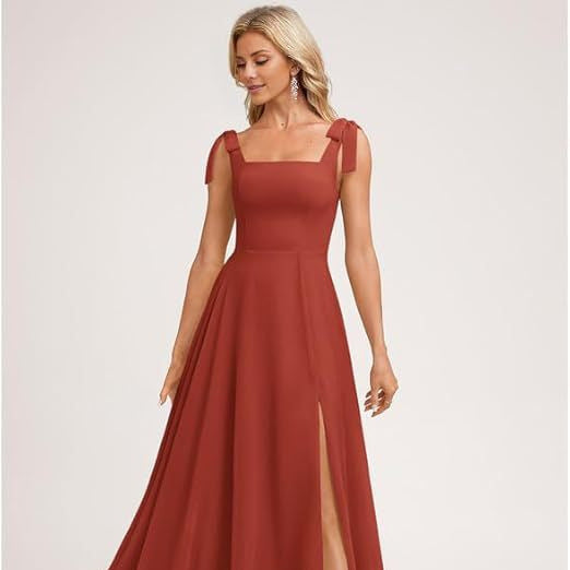 A-line Square Floor-Length Chiffon Bridesmaid Dress With Bow