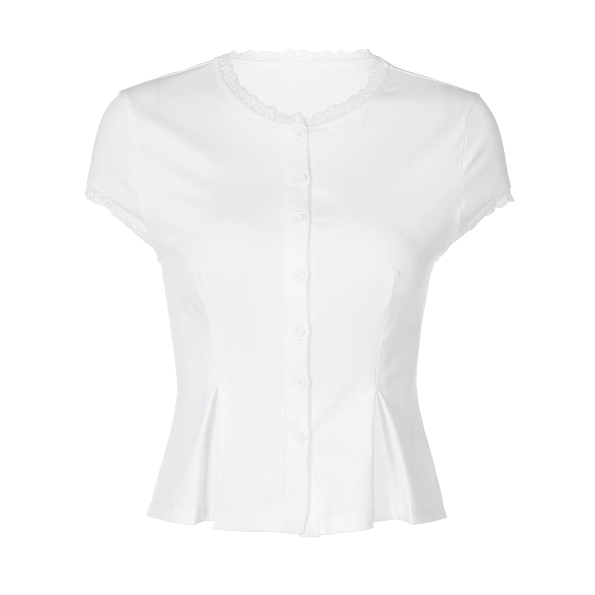 White Lace Top & Drawstring Shorts Set