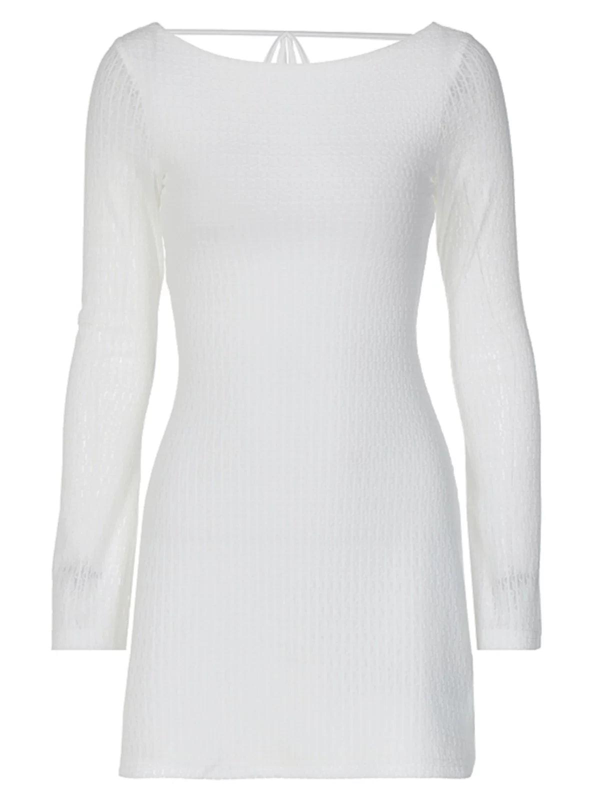 Pure White Long Sleeve Midi Dress