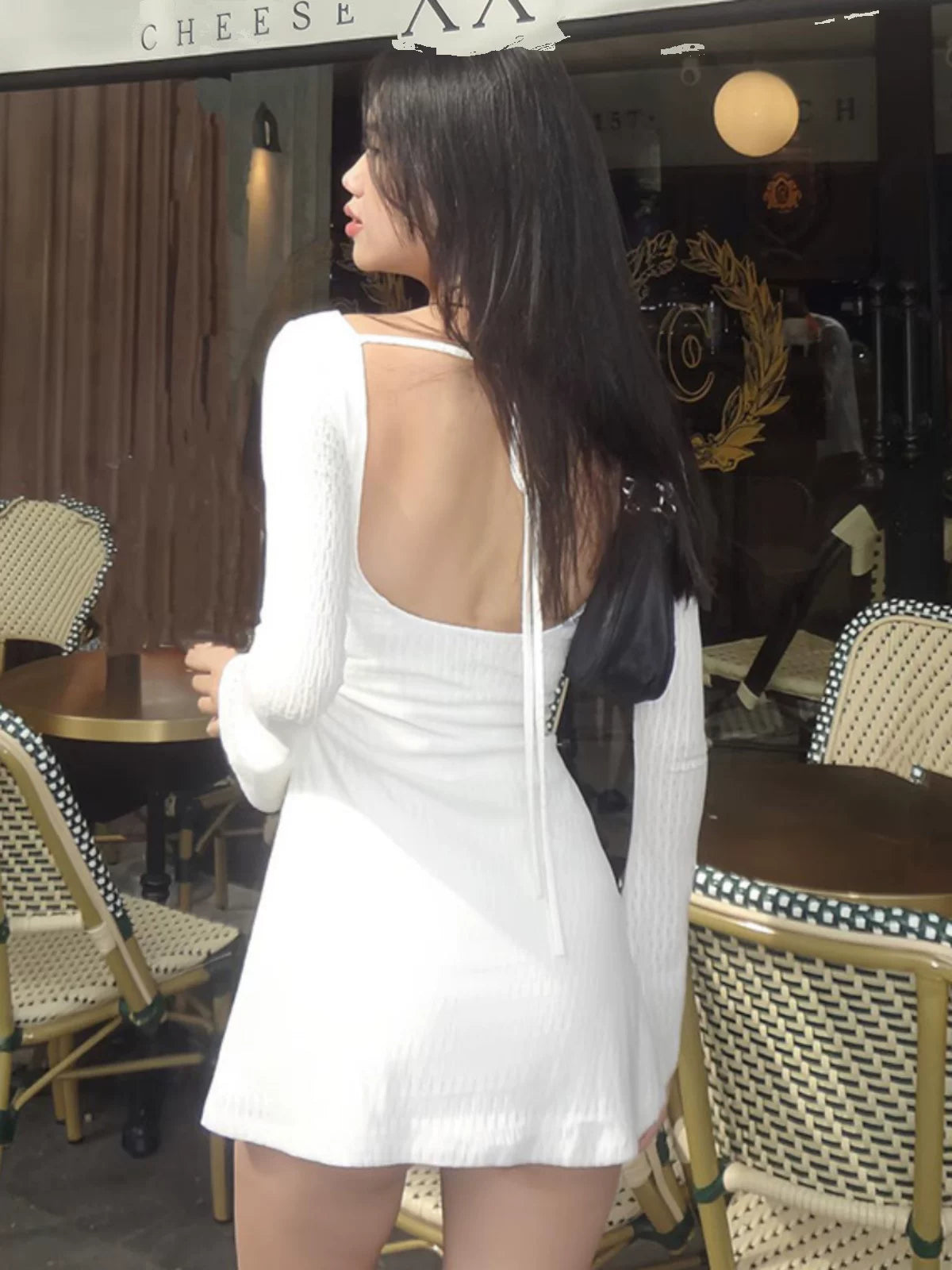 Pure White Long Sleeve Midi Dress