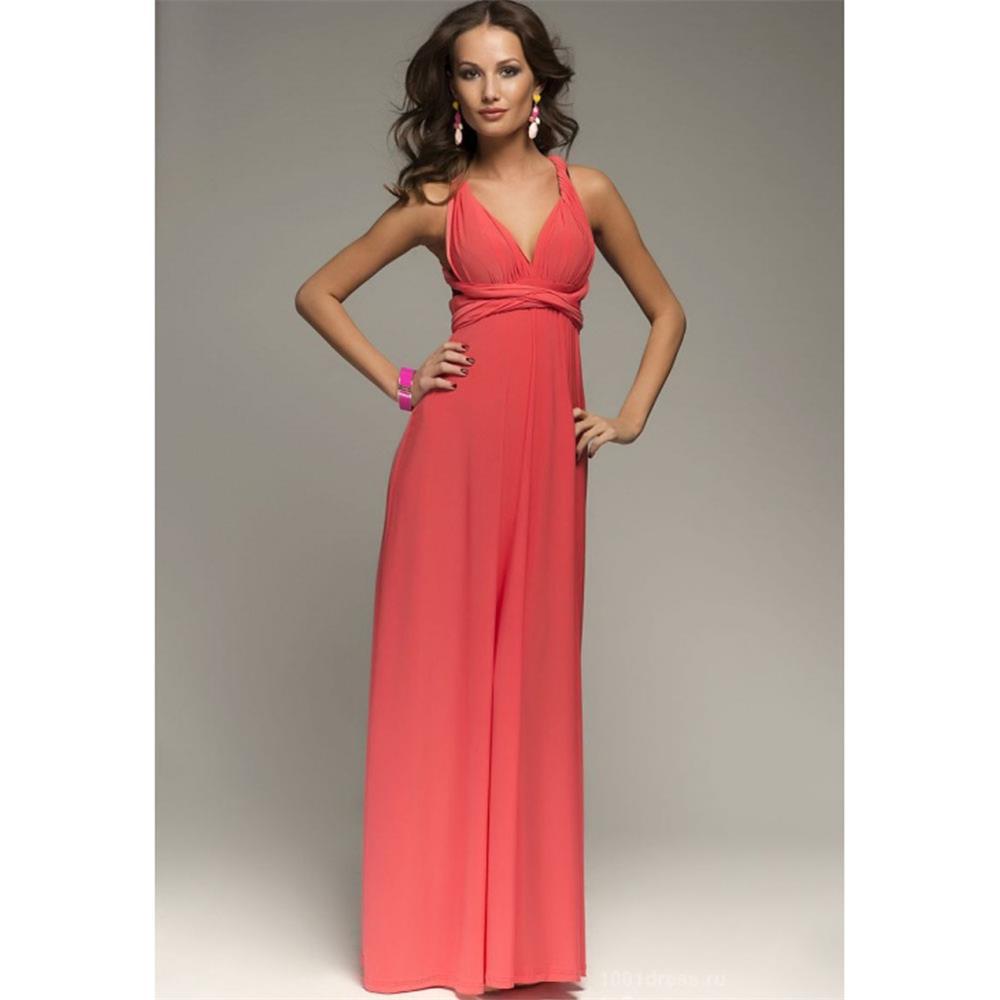 A-line One Shoulder V-Neck Halter Floor-Length Mesh Bridesmaid Dress