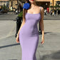 Solid Color High-Slit Bodycon Maxi Dress