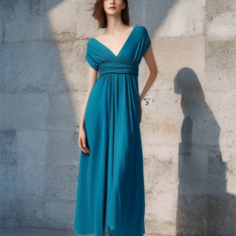 A-line Halter One Shoulder V-Neck Asymmetrical Cocktail Dress