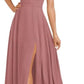 A-line Square Floor-Length Chiffon Bridesmaid Dress With Bow