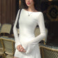 Pure White Long Sleeve Midi Dress