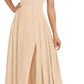 A-line Square Floor-Length Chiffon Bridesmaid Dress With Bow