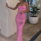 Solid Color High-Slit Bodycon Maxi Dress