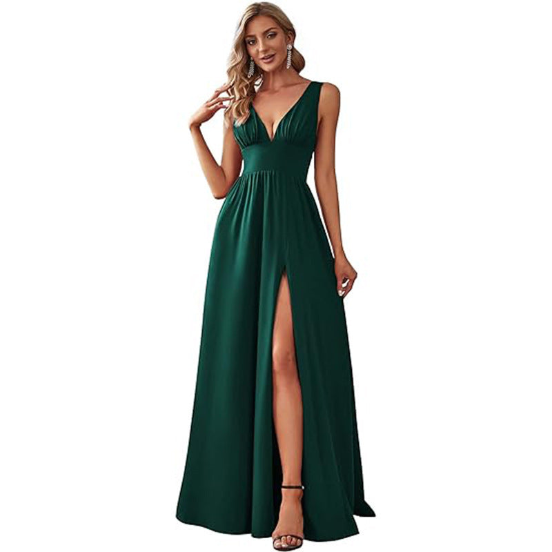 A-line V-Neck Floor-Length Chiffon Bridesmaid Dress