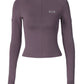 Purple Semi-Turtle Neck Fitted Long Sleeve Top