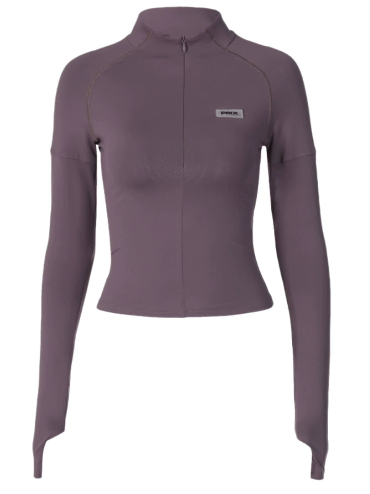 Purple Semi-Turtle Neck Fitted Long Sleeve Top
