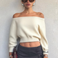 Modern Off-Shoulder Long Sleeve Knit Top