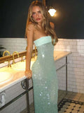 Sequin Bustier Gown for Resort Wear