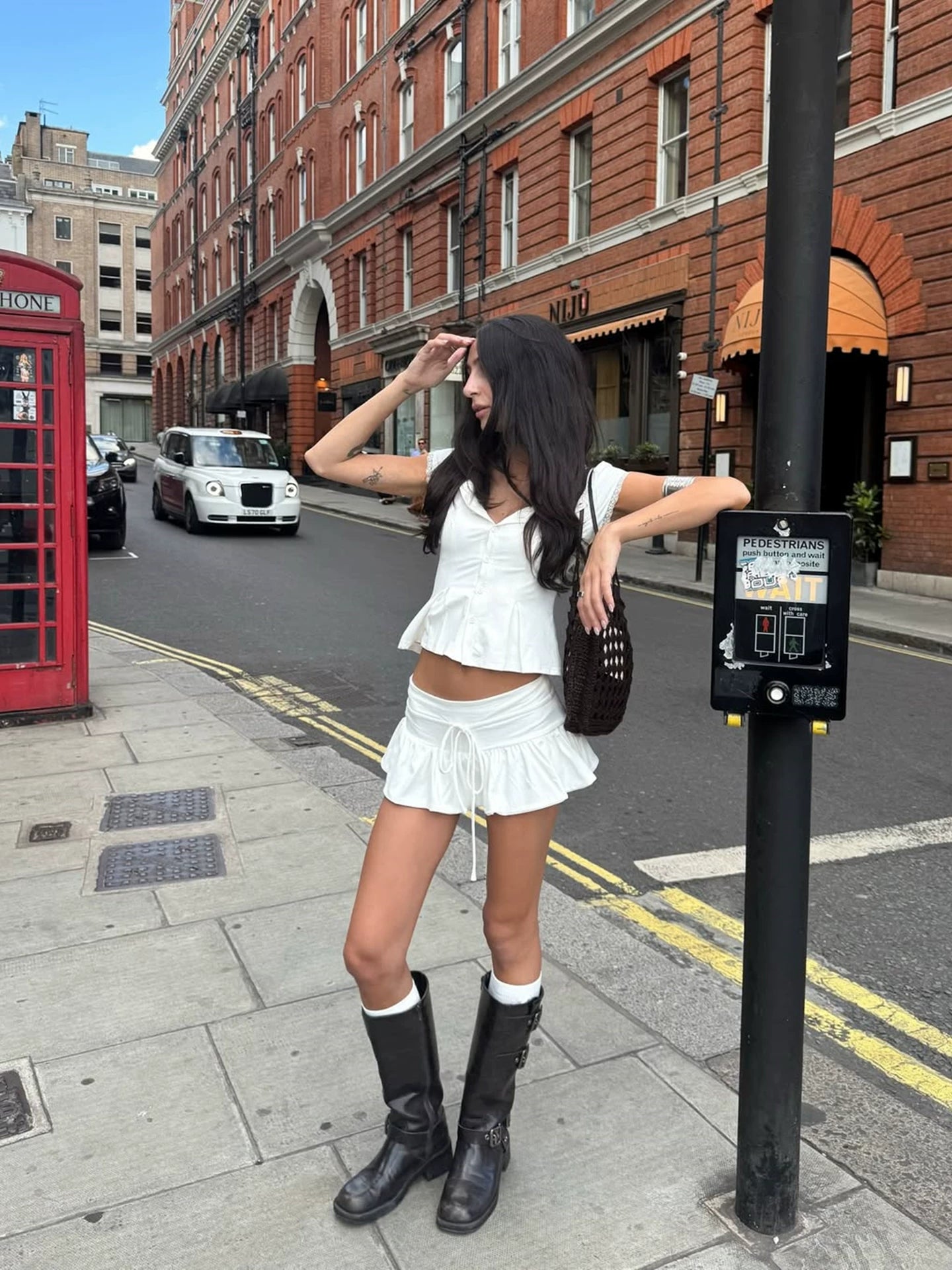 White Lace Top & Drawstring Shorts Set