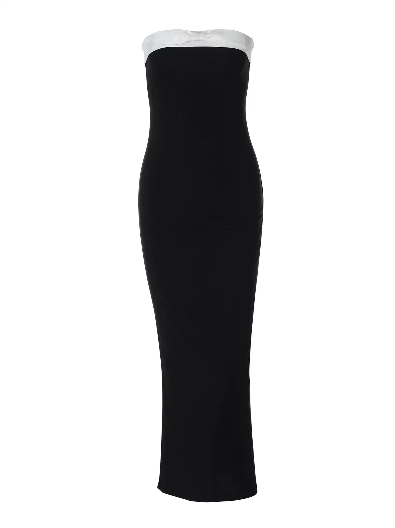 Color-Block Bow Bustier Bodycon Dress