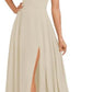 A-line Square Floor-Length Chiffon Bridesmaid Dress With Bow