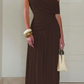 Asymmetric One-Shoulder Pleated Maxi Dress
