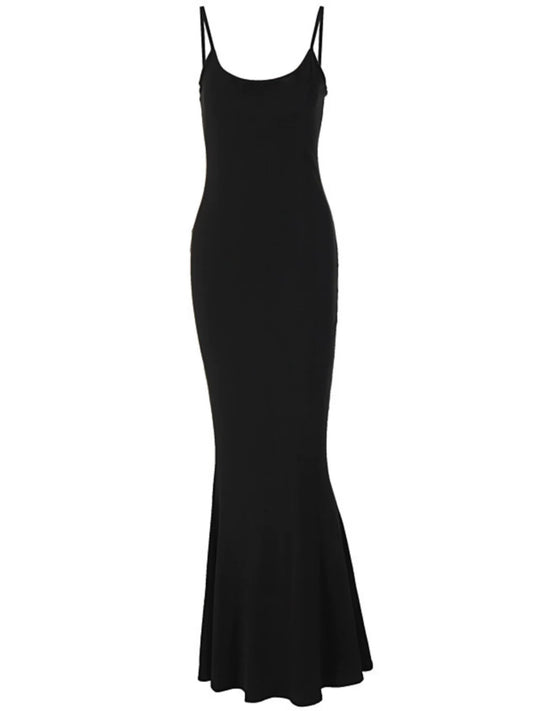 Solid Color High-Slit Bodycon Maxi Dress