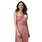 A-line One Shoulder V-Neck Halter Floor-Length Mesh Bridesmaid Dress