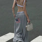 Street Print Pleated Gray Sweatpants