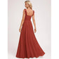 A-line Square Floor-Length Chiffon Bridesmaid Dress With Bow