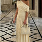 Asymmetric One-Shoulder Pleated Maxi Dress