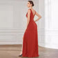 A-line V-Neck Floor-Length Chiffon Bridesmaid Dress