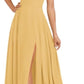 A-line Square Floor-Length Chiffon Bridesmaid Dress With Bow