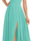 A-line Square Floor-Length Chiffon Bridesmaid Dress With Bow