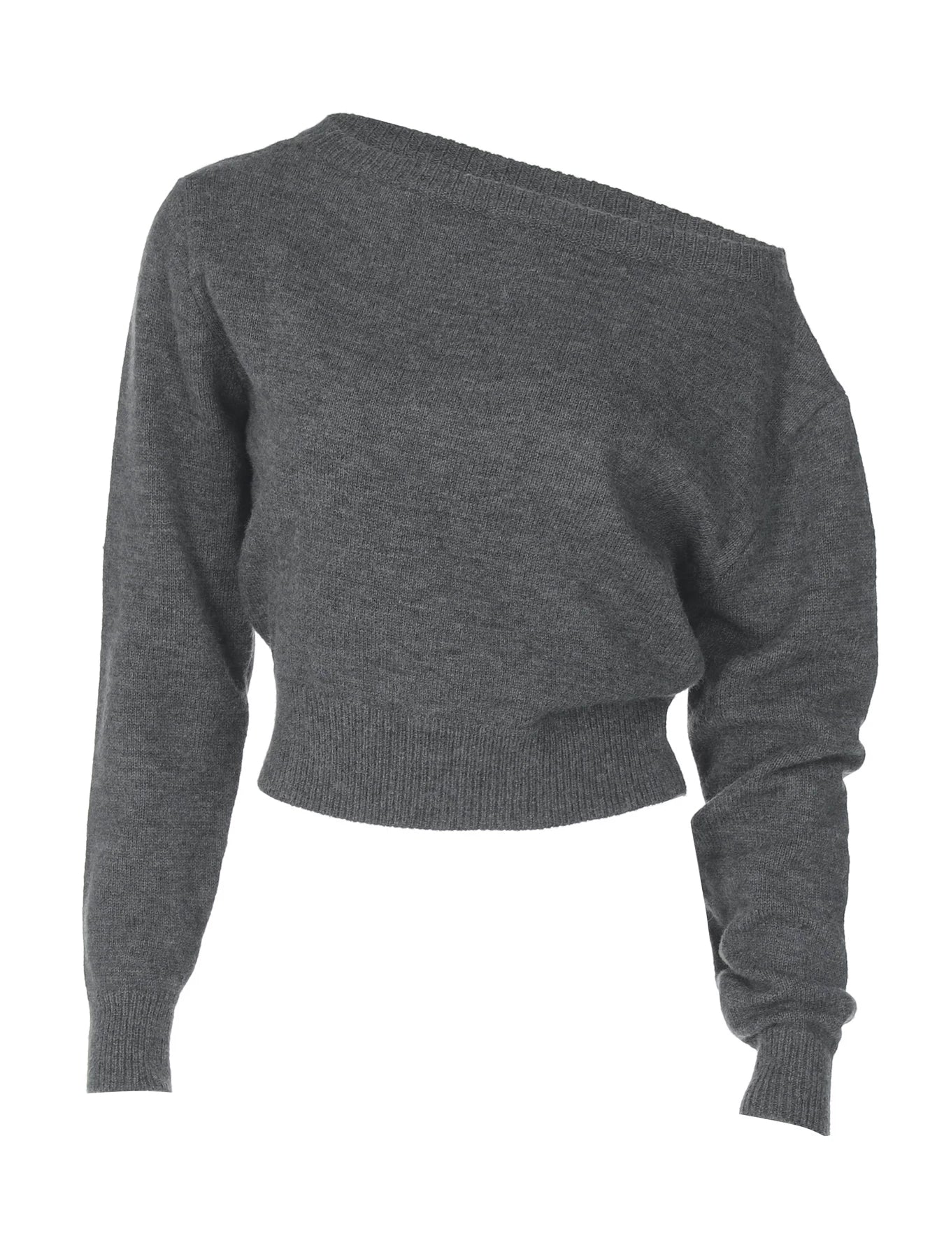 Modern Off-Shoulder Long Sleeve Knit Top