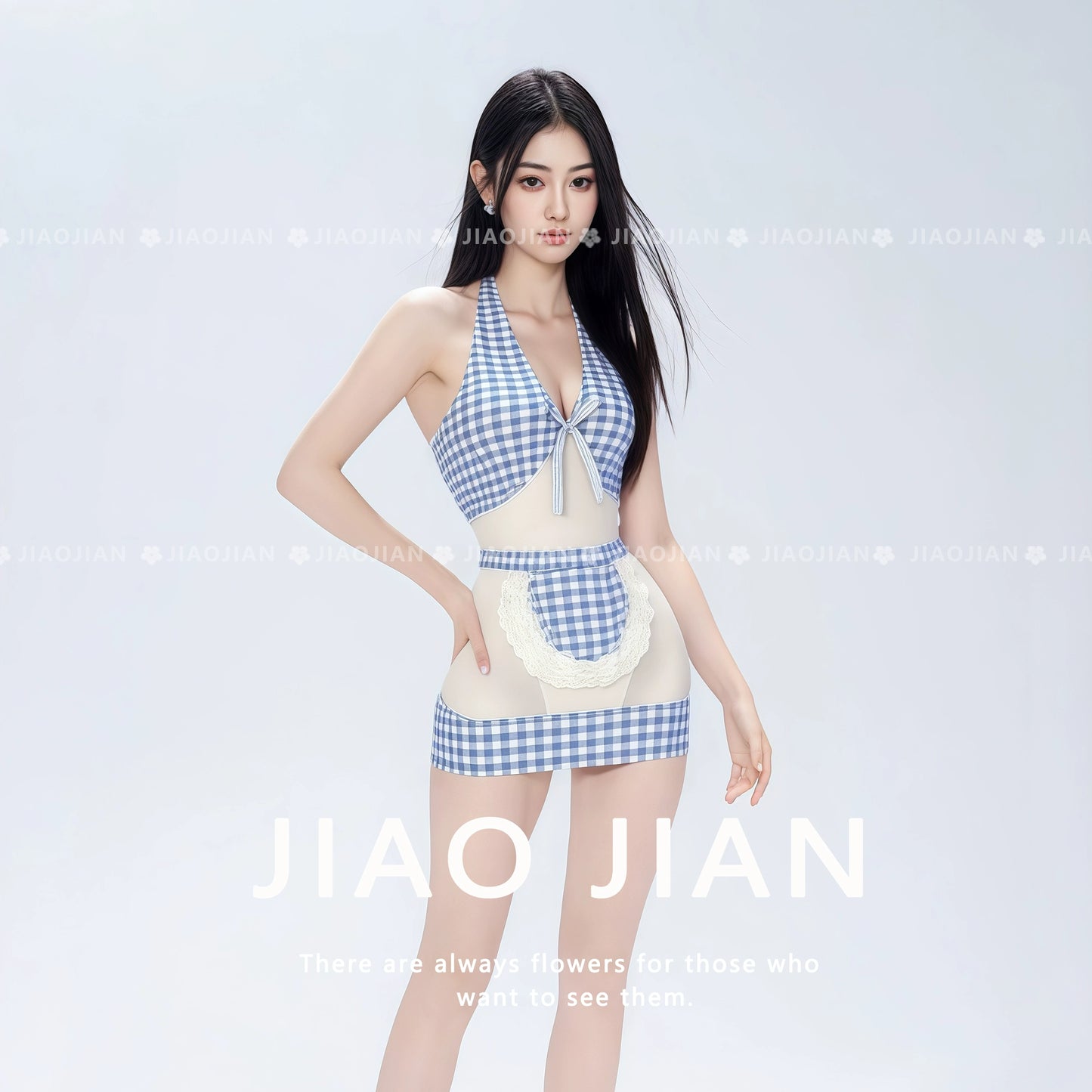 Blue Plaid Maid Cosplay Uniform