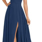 A-line Square Floor-Length Chiffon Bridesmaid Dress With Bow