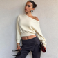 Modern Off-Shoulder Long Sleeve Knit Top