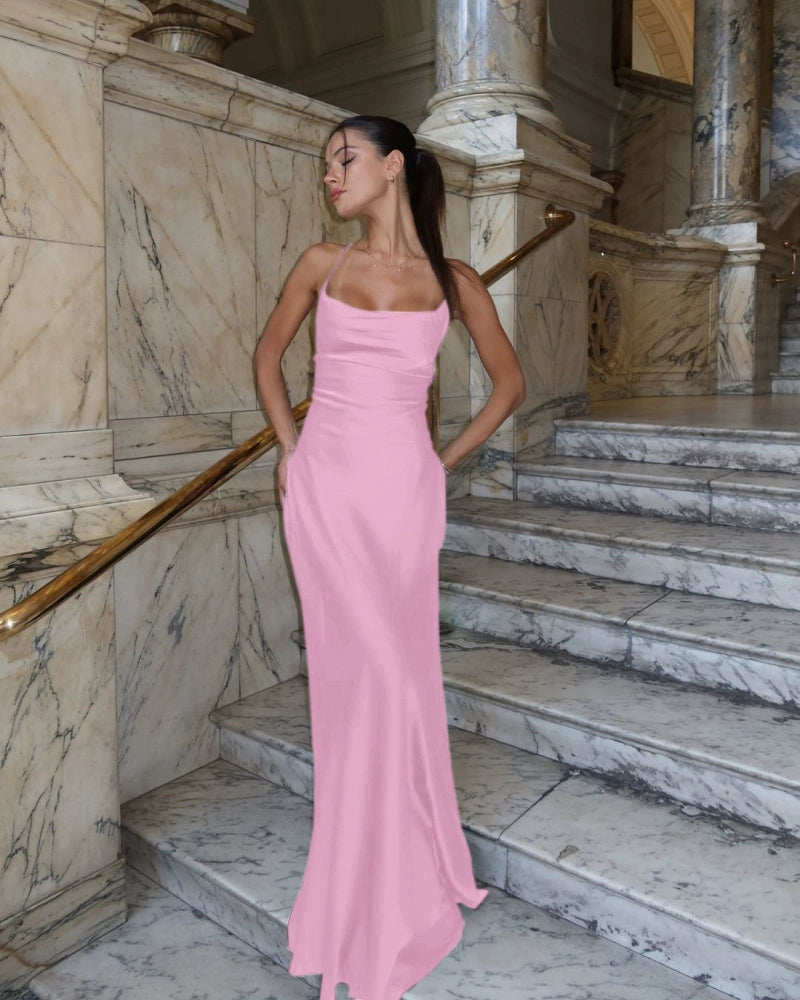 Sophisticated Satin Slip Gown with Low Back