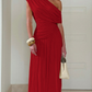 Asymmetric One-Shoulder Pleated Maxi Dress