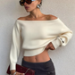 Modern Off-Shoulder Long Sleeve Knit Top