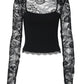 Lace & Mesh Long Sleeve Crop Top
