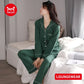 Winter Women's Pajamas Set Cotton Loungewear Female Sexy Orange Ladies Turn-down Collar Sleepwear Loose Long-sleeve Pajama