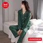 Winter Women's Pajamas Set Cotton Loungewear Female Sexy Orange Ladies Turn-down Collar Sleepwear Loose Long-sleeve Pajama