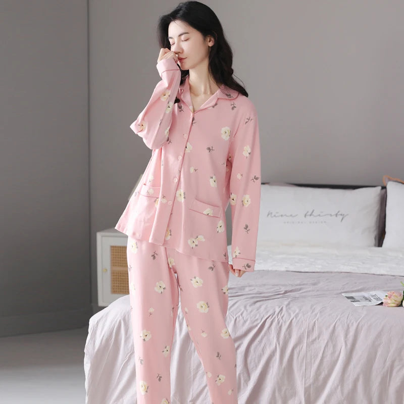 Cute Animals Cotton Long-sleeved Trousers Autumn And Winter Loungewear Pajamas Women's Homewear Suit KY-3638