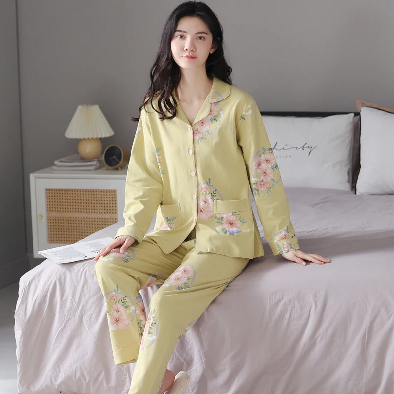 Cute Animals Cotton Long-sleeved Trousers Autumn And Winter Loungewear Pajamas Women's Homewear Suit KY-3638