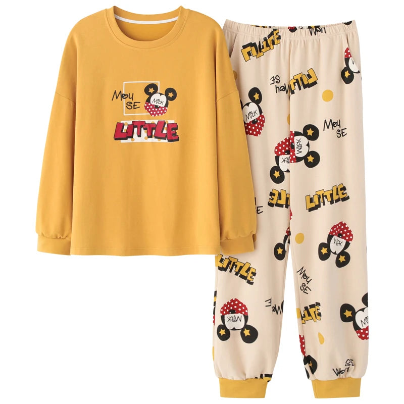 Cute Pajamas for Women Warm Winter Cartoon Prints Pajama Sets Fashion Loose Sleepwear Homewear Long Sleeve Clothes