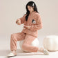 Winter Flannel Warm Women's Pajamas Set Pink Zipper Long-sleeves Sleepwear Thicken Coral Fleece Loungewear Female Pajamas