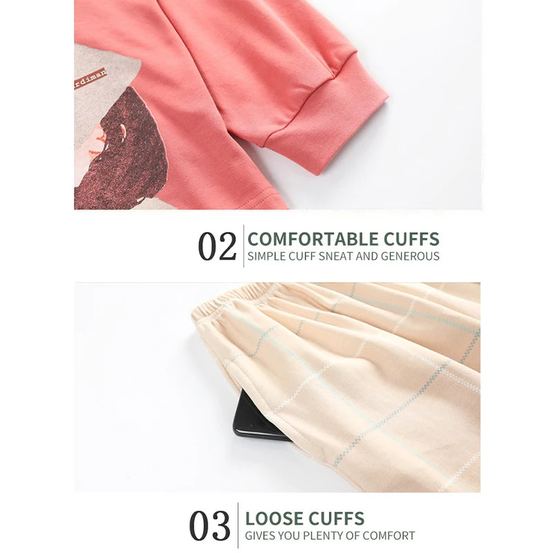 Cute Pajamas for Women Warm Winter Cartoon Prints Pajama Sets Fashion Loose Sleepwear Homewear Long Sleeve Clothes