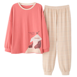 Cute Pajamas for Women Warm Winter Cartoon Prints Pajama Sets Fashion Loose Sleepwear Homewear Long Sleeve Clothes