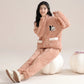Winter Flannel Warm Women's Pajamas Set Pink Zipper Long-sleeves Sleepwear Thicken Coral Fleece Loungewear Female Pajamas
