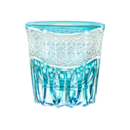 Golden Chrysanthemum Spray Edo Kiriko Whiskey Glass Goglasscup